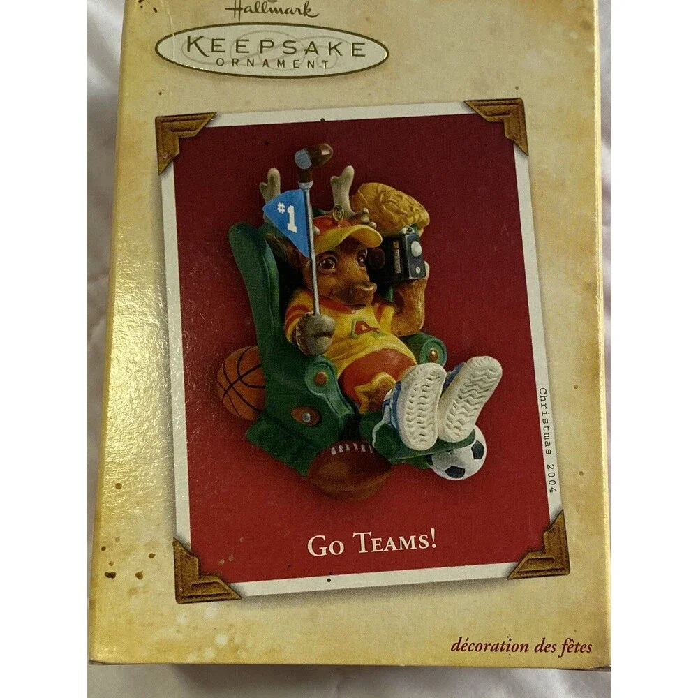 Hallmark Keepsake Christmas Ornament - Go Teams - Reindeer Sports Fan 2004
